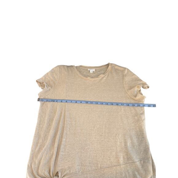 J. Jill Love Linen Shirt Tan Short Sleeve Lagenlook Relaxed Lightweight Medium - Picture 9 of 11